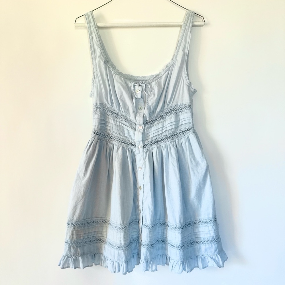 Light Blue Cotton Cottagecore Baby Doll Dress